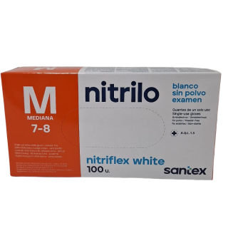 Guantes de Nitrilo S/POLVO NITRIFLEX 3.5G BLANCO -M